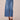 Mid Blue Denim Absolution High Rise Front Slit Release Hem Uneven Yoke Skirt