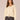 Ivory Long Drop Shoulder Dolman Sleeve Banded Placket Butterfly V-Neck Seaming Banded Peplum Tie Front Hem Sweater Top