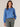 Lake Blue Long Blouson Sleeve Puff Shoulder Crew Neck Lace Applique Raw Edge Detail Sweatshirt