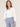 Heather Ecru Three Quarter Blouson Puff Sleeve Mixed Media Yoke Wide V-Neck Petite Knit Top