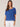 Coastal Blue Short Puff Sleeve Crochet Detail Ruched Square Ruffle Neck Split Scallop Hem Woven Top