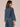 Blue Denim Long Wide Fixed Cuff Sleeve Collar Neck Button Front Flap Pocket Cropped Hem Jacket