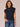 Heather Carbon Blue Extended Cap Sleeve Center Seaming Ribbed Funnel Neck Banded Hem Side Casing Knit Top