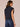 Heather Carbon Blue Extended Cap Sleeve Center Seaming Ribbed Funnel Neck Banded Hem Side Casing Knit Top