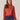 Cayenne Pepper Long Flounce Blouson Sleeve Smock Mock Neck Printed Knit Top