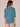 Wistful Teal Cuffed Elbow Sleeve Puff Shoulder Round Neck Embroidered Die Cut Front Scallop Hem Woven Top 