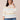 Off White Airy Blue Multi Three Quarter Scalloped Edge Raglan Sleeve High Round Neck Multi Color Stripes Tipping Detail Plus Size Sweater