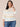 Off White Airy Blue Multi Three Quarter Scalloped Edge Raglan Sleeve High Round Neck Multi Color Stripes Tipping Detail Plus Size Sweater