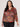 Black Red Multi Long Sleeve Ruffle Edged Braided V-Notch Neck Abstract Print Plus Size Woven Top