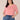 Heather Sweet Melon Elbow Sleeve Flange Shoulder Contrast Stitch Scoop Neck Embroidery Detail Plus Size Knit Top