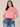 Heather Sweet Melon Elbow Sleeve Flange Shoulder Contrast Stitch Scoop Neck Embroidery Detail Plus Size Knit Top